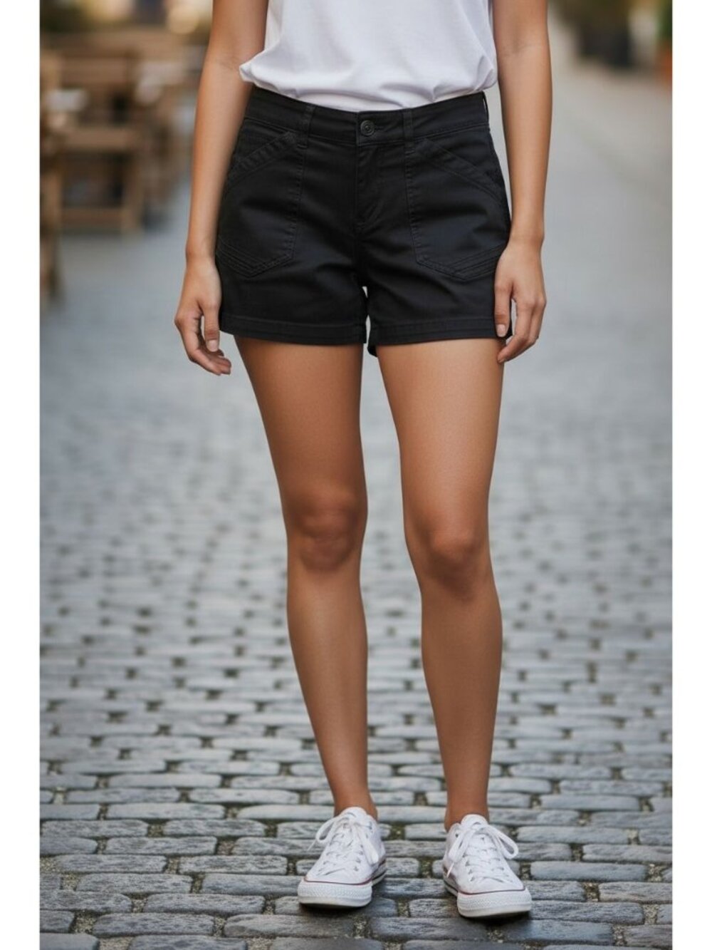 Supplies Black Womens Size 8 Stretch Cotton High-Waisted Shorts